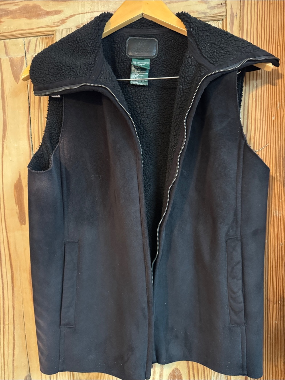 Lauren Ralph Lauren Black Sherpa-Lined Vest Jacket Medium